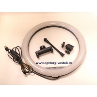 Кольцевая лампа для профессиональной съёмки с держателем для смартфона на штативе, диаметр - 33 см S-123